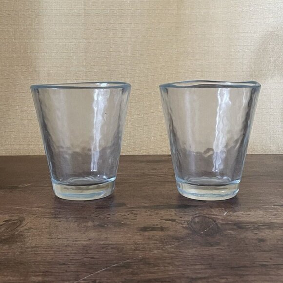 Bormioli Rocco Murano Clear 9 oz Flat Tumbler Glass Set of 2 Textured Hammered - Picture 1 of 4